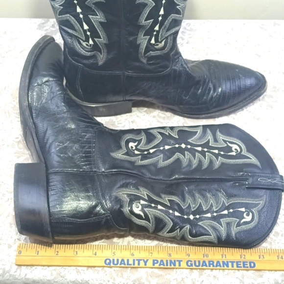 Tony Lama Boots Mens #CZ810 Lizard Pretty Cowboy Black Leather Sz 12EE - Picture 15 of 17